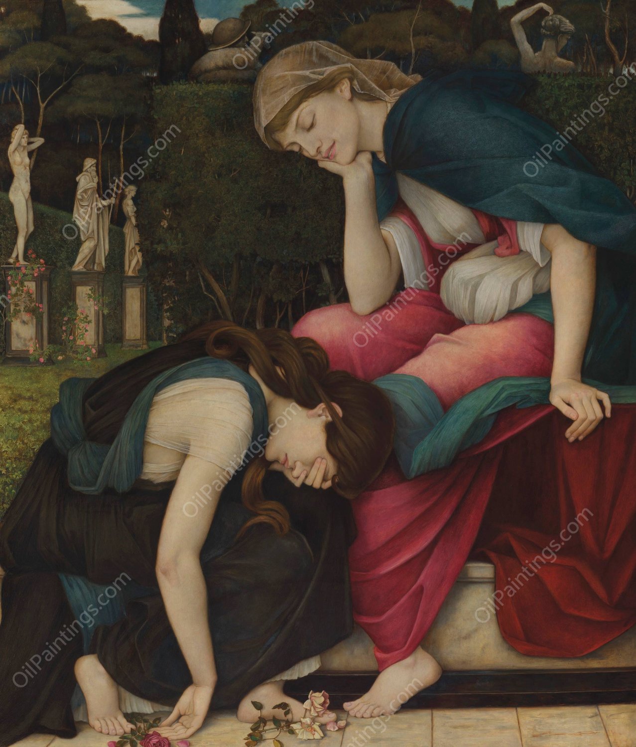 Patience on a Monument Smiling at Grief by John Roddam Spencer Stanhope - Hand-Painted Oil Painting Reproduction