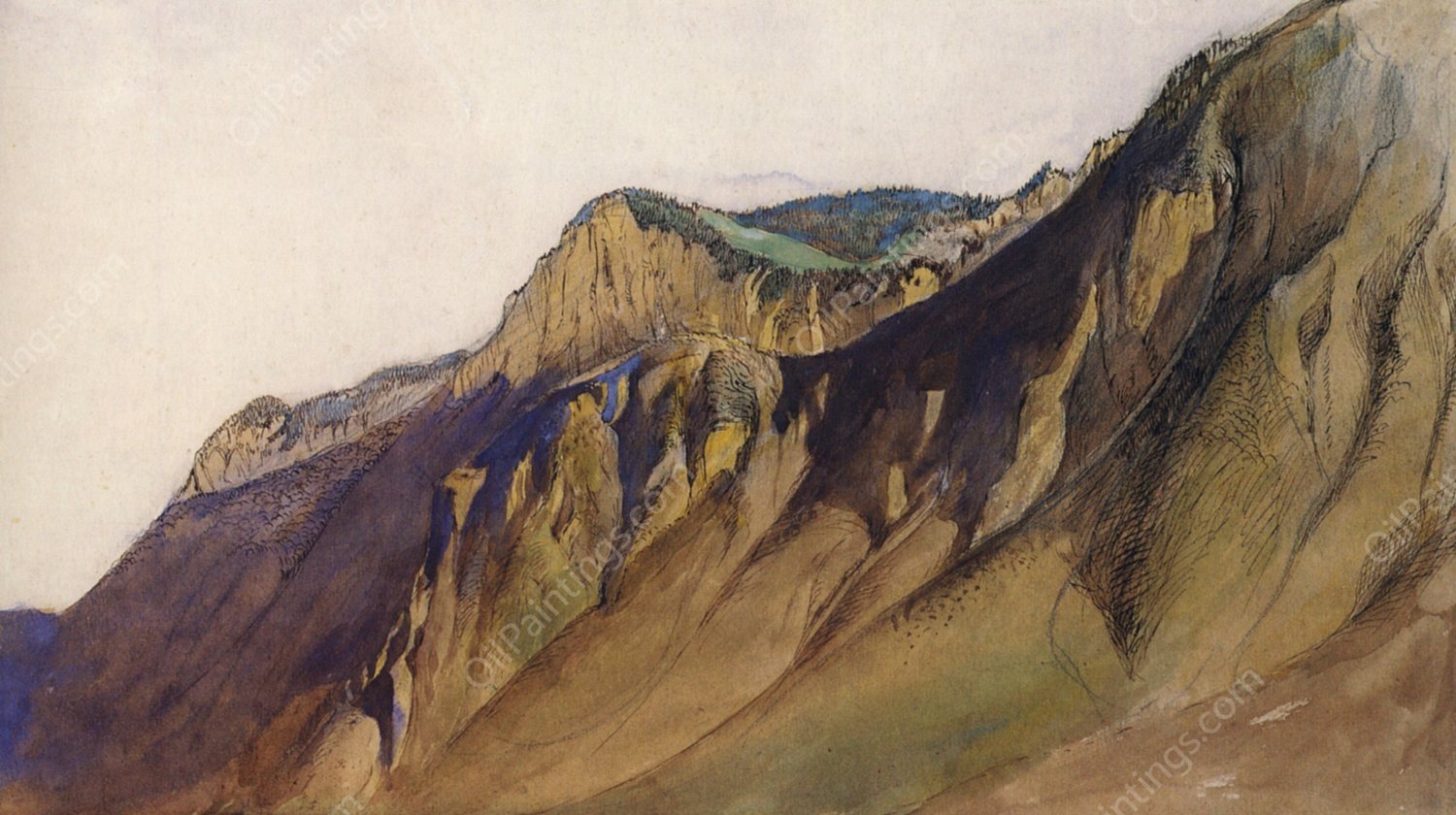 Head of Lake Geneva by John Ruskin - Hand-Painted Oil Painting Reproduction