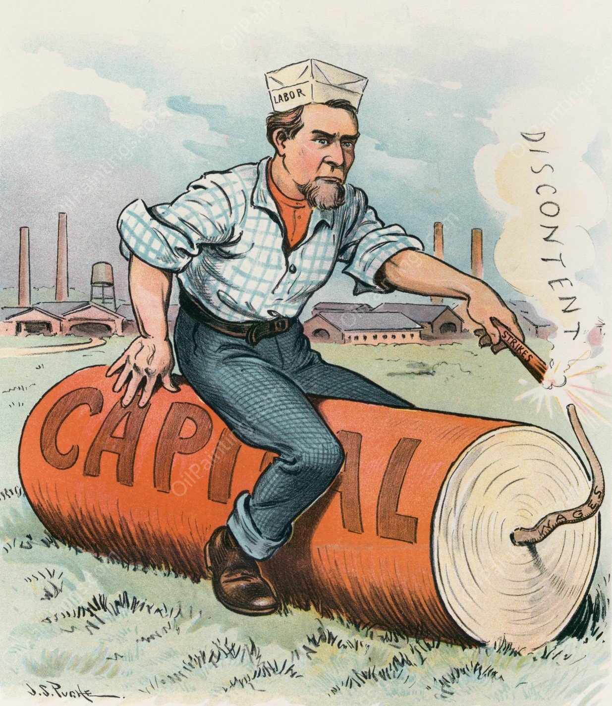 Labor's idea of elevating itself  by John Samuel Pughe - Hand-Painted Oil Painting Reproduction