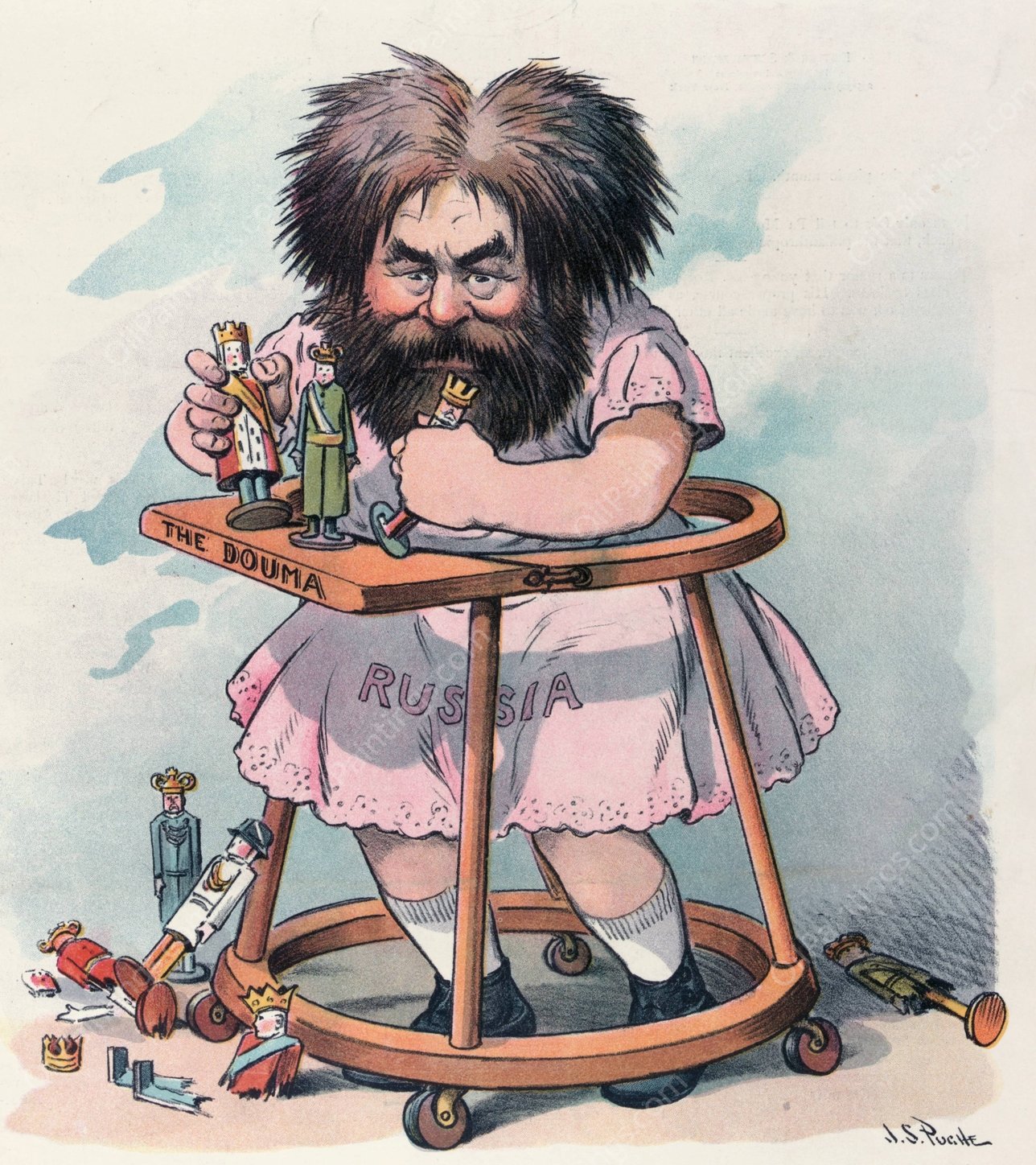 Learning to walk  by John Samuel Pughe - Hand-Painted Oil Painting Reproduction