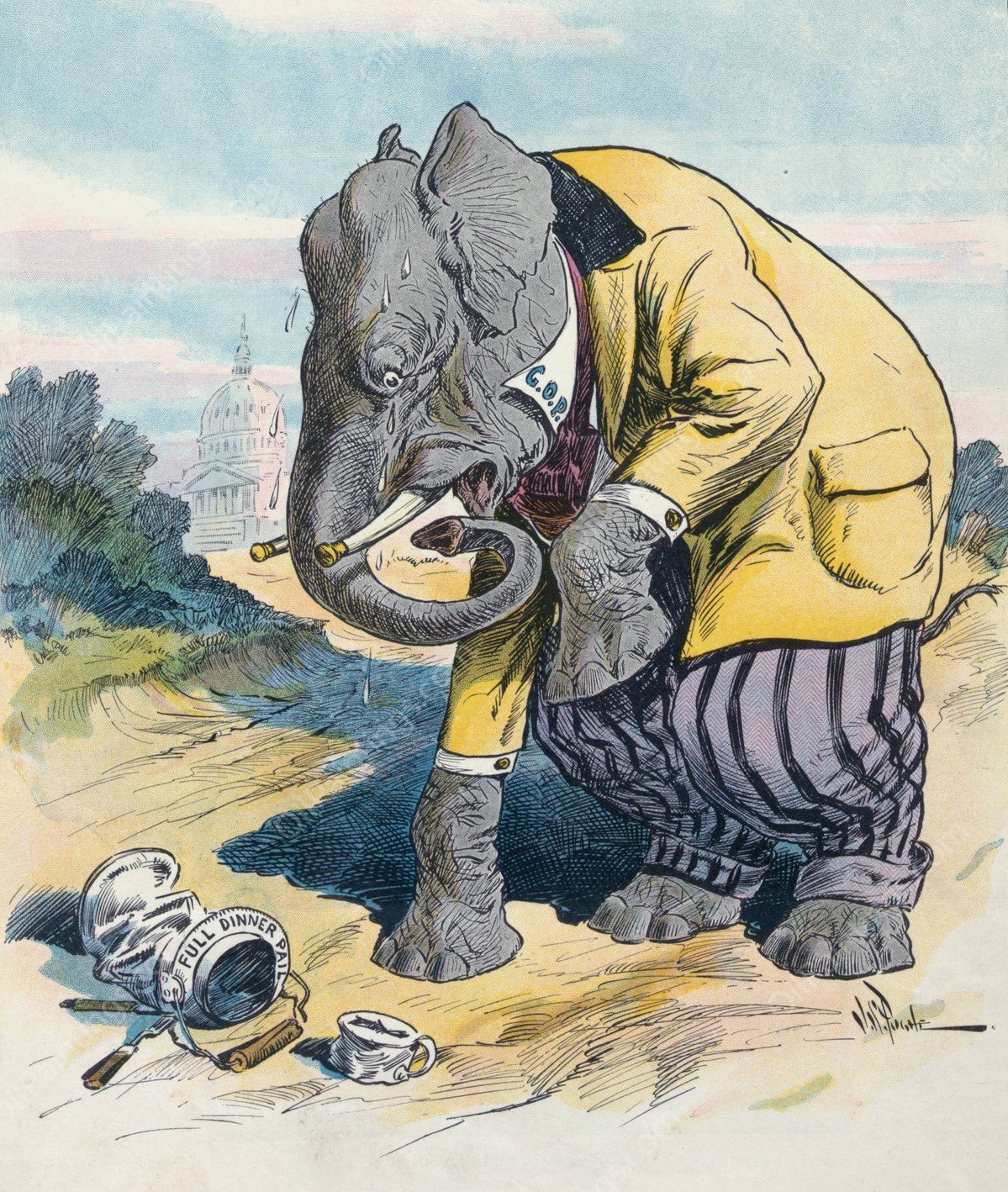 The clumsy elephant  by John Samuel Pughe - Hand-Painted Oil Painting Reproduction