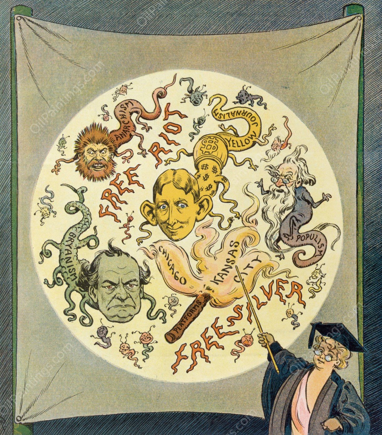 The democratic microbes  by John Samuel Pughe - Hand-Painted Oil Painting Reproduction