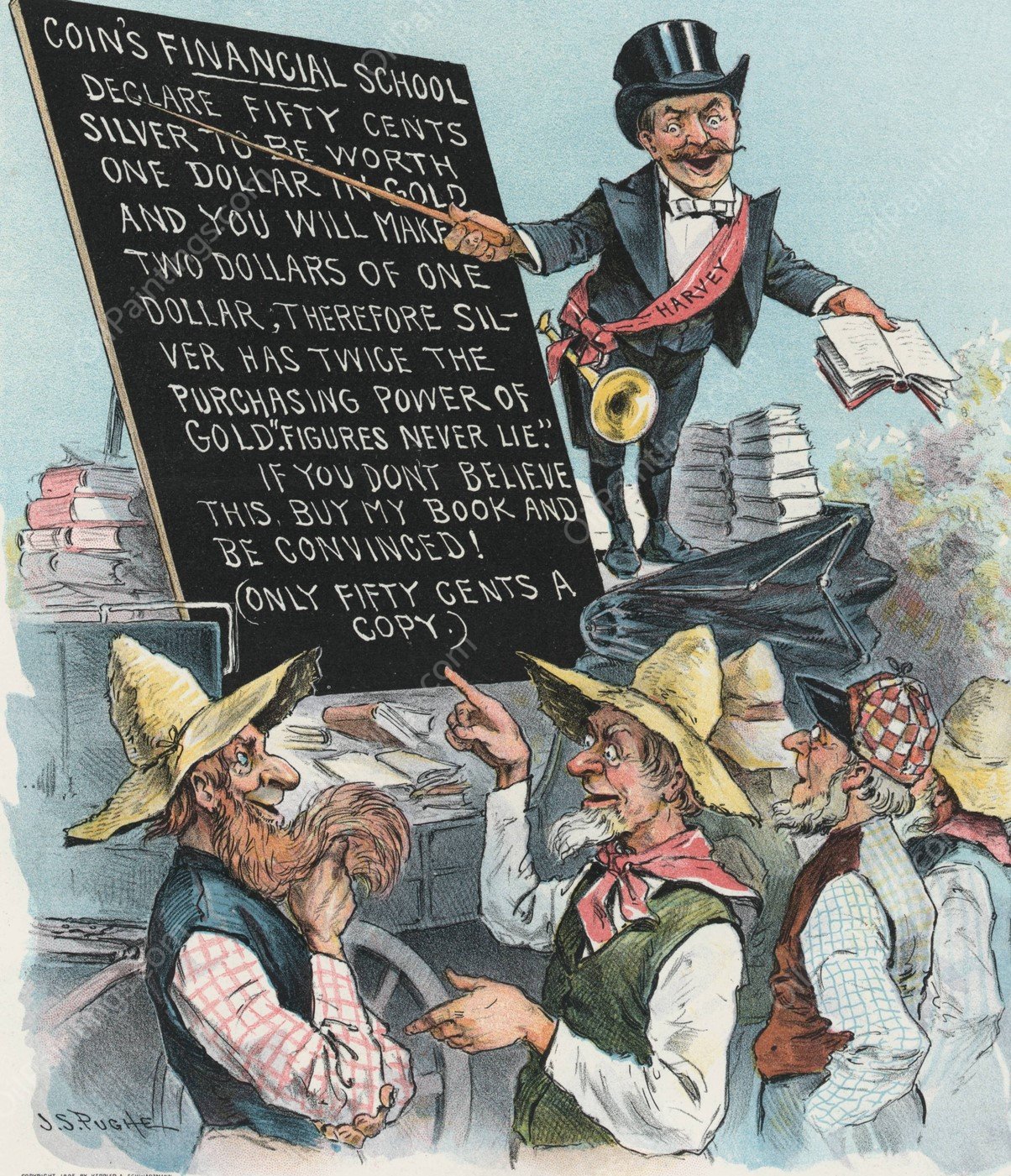 The financial fakir fooling the farmers  by John Samuel Pughe - Hand-Painted Oil Painting Reproduction