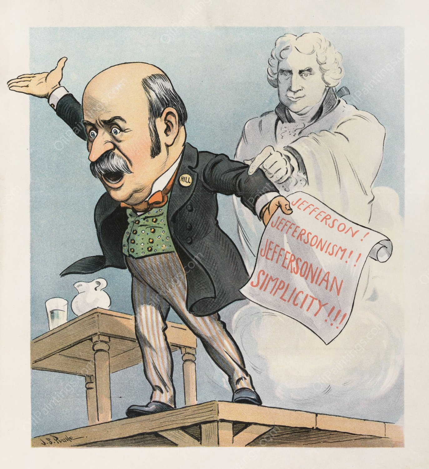 The shade of Jefferson protests  by John Samuel Pughe - Hand-Painted Oil Painting Reproduction