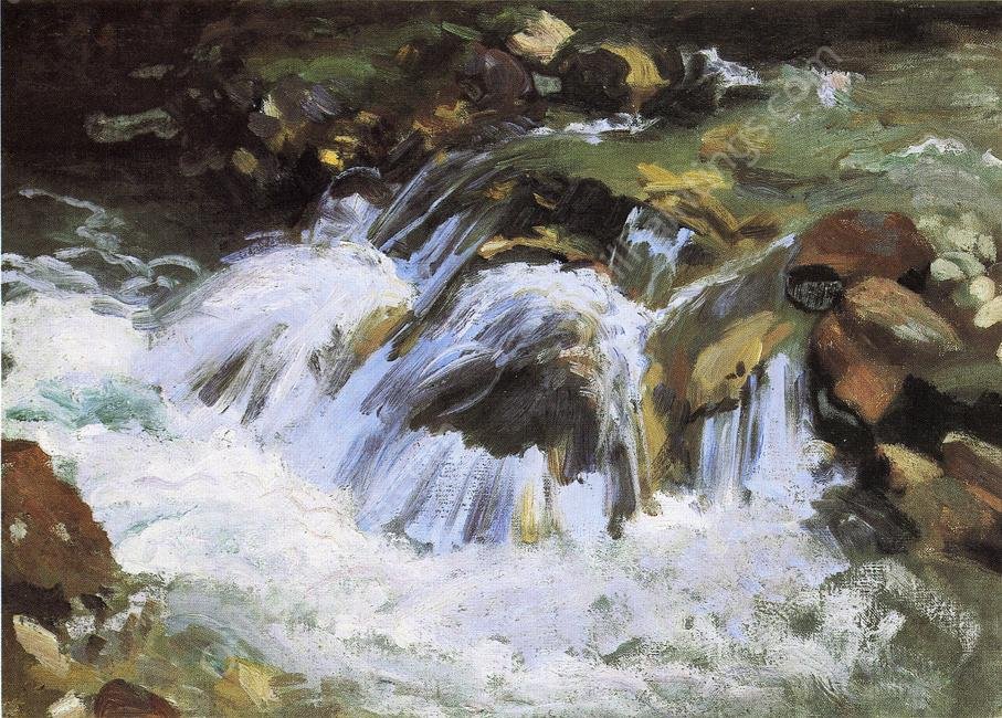 A Mountain Stream, Tyrol by John Singer Sargent - Hand-Painted Oil Painting Reproduction