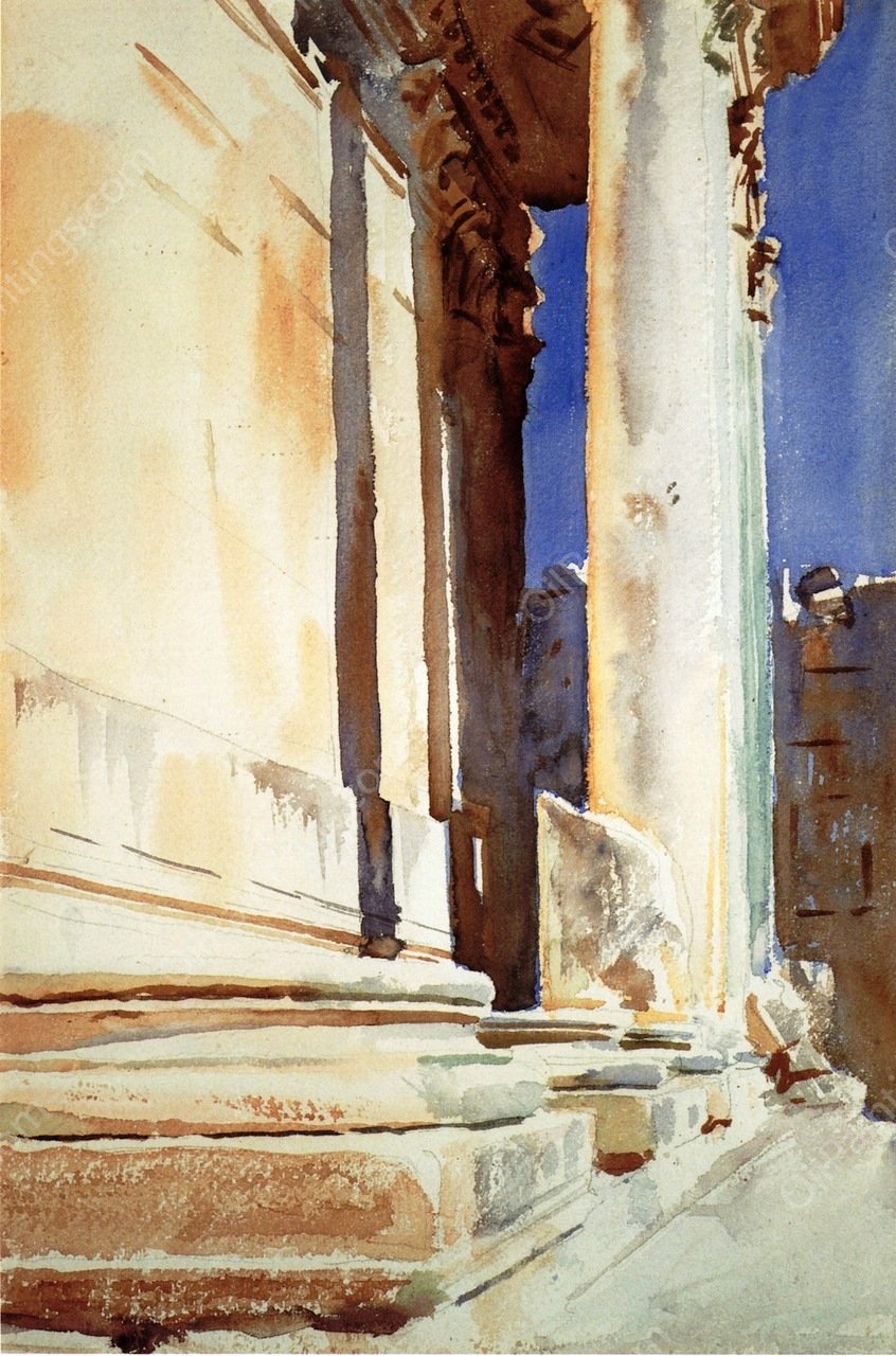 Baalback, Temple of Bacchus by John Singer Sargent - Hand-Painted Oil Painting Reproduction