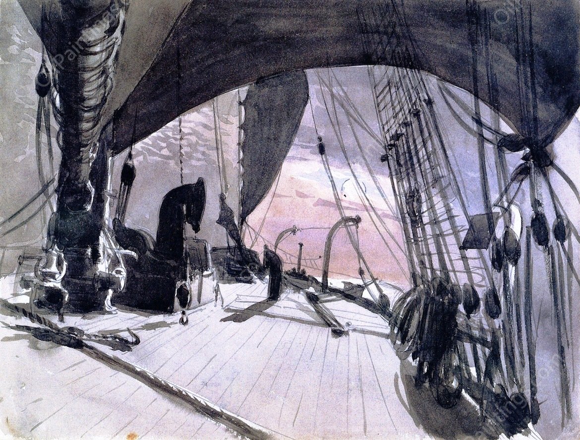 Deck of a Ship in Moonlight by John Singer Sargent - Hand-Painted Oil Painting Reproduction
