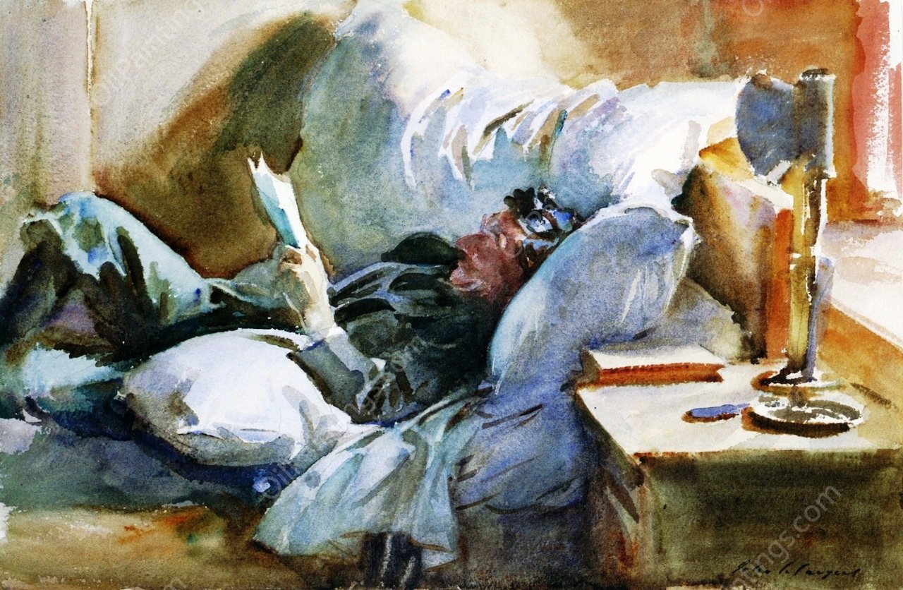 Man Reading also known as Sebastino by John Singer Sargent - Hand-Painted Oil Painting Reproduction