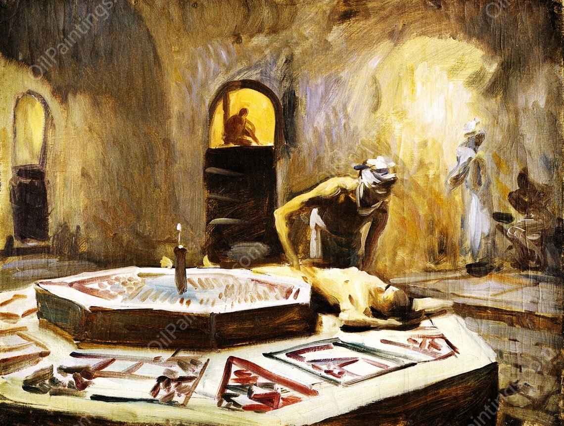 Massage in a Bath House by John Singer Sargent - Hand-Painted Oil Painting Reproduction