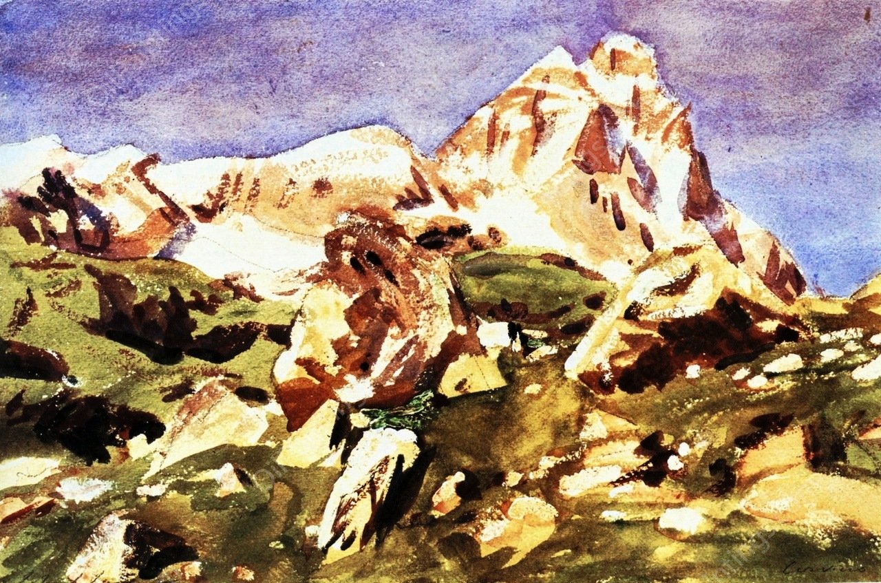 Mont Cervin: Alps also known as Cervino by John Singer Sargent - Hand-Painted Oil Painting Reproduction