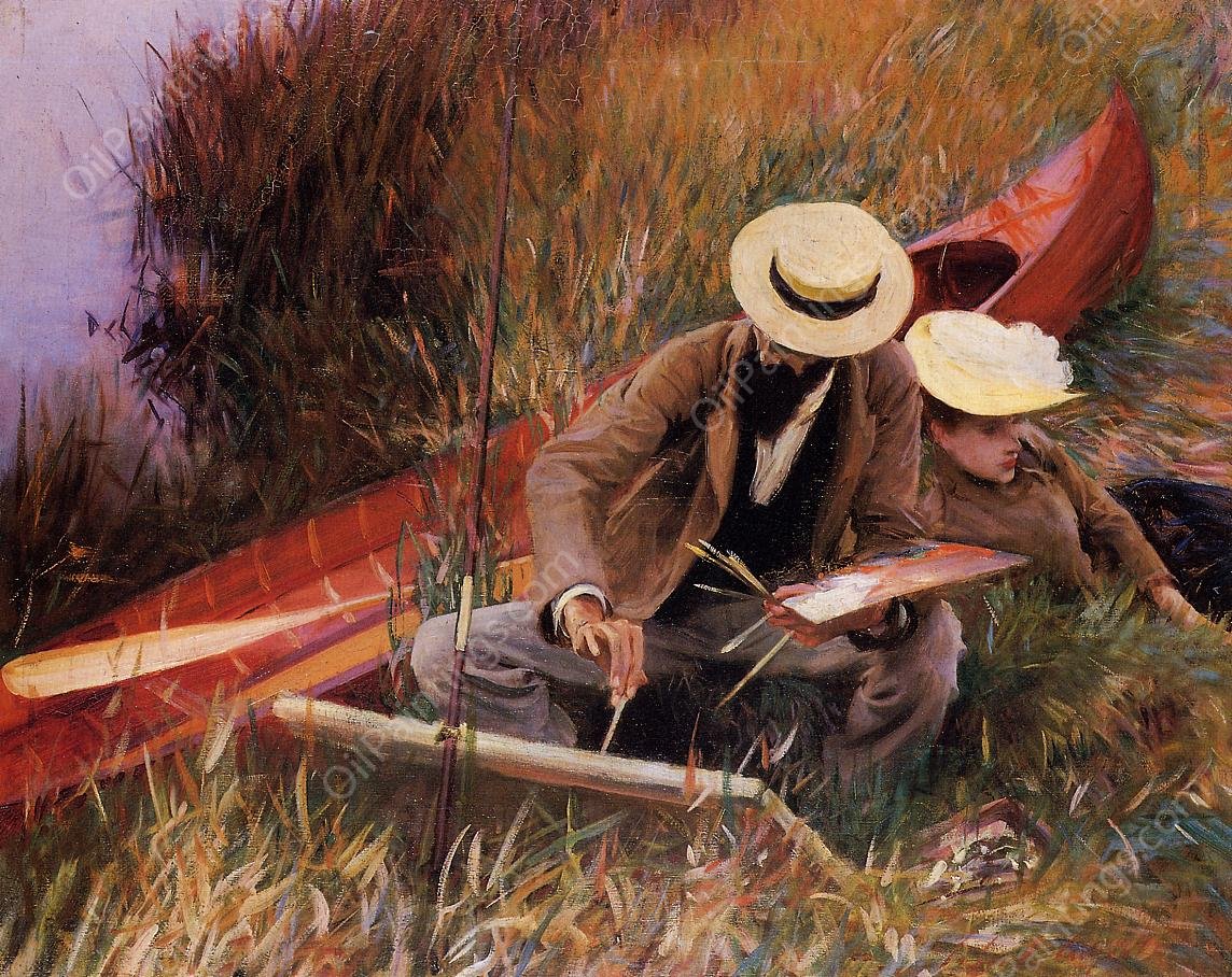 Paul Helleu Sketching with His Wife by John Singer Sargent - Hand-Painted Oil Painting Reproduction