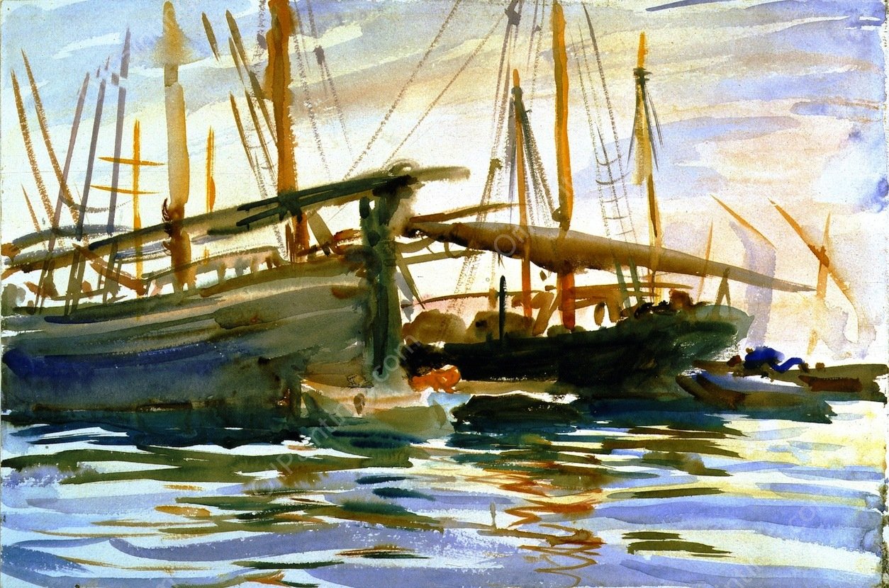 Shipping, Venice by John Singer Sargent - Hand-Painted Oil Painting Reproduction