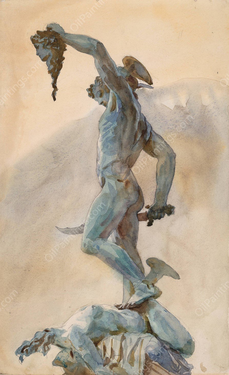 Sketch of Cellini's 'Perseus' by John Singer Sargent - Hand-Painted Oil Painting Reproduction
