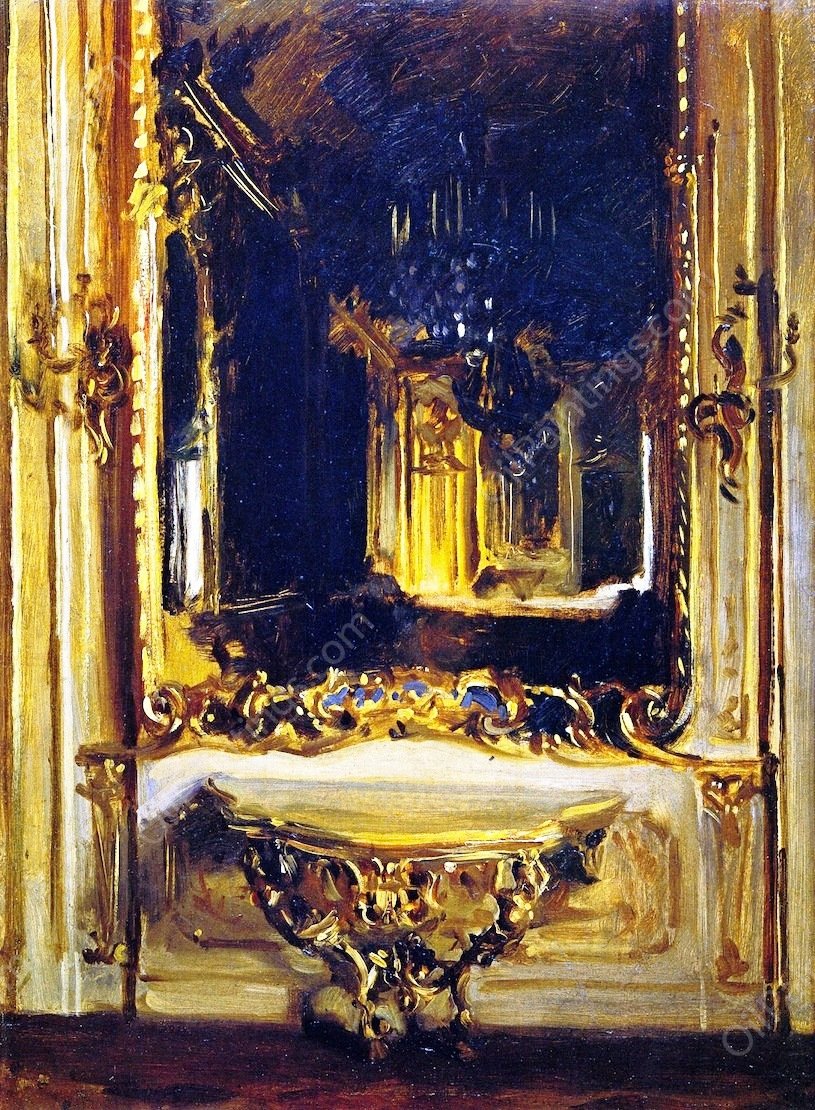 The Rococo Mirror by John Singer Sargent - Hand-Painted Oil Painting Reproduction