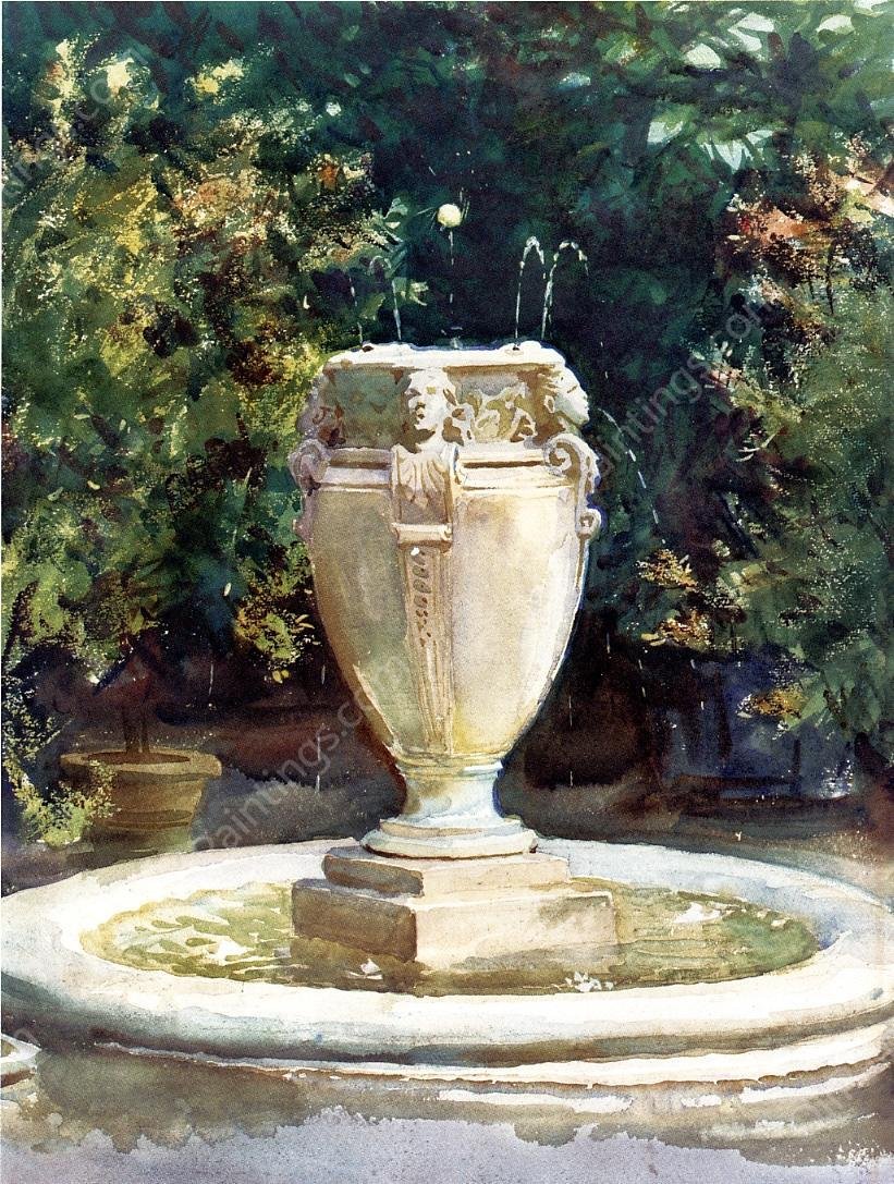 Vase Fountain, Pocantico by John Singer Sargent - Hand-Painted Oil Painting Reproduction
