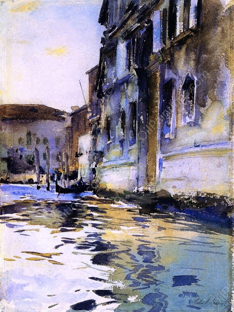 Venetian Canal, Palazzo Contarini degli Scrigni e Corfu by John Singer Sargent - Hand-Painted Oil Painting Reproduction