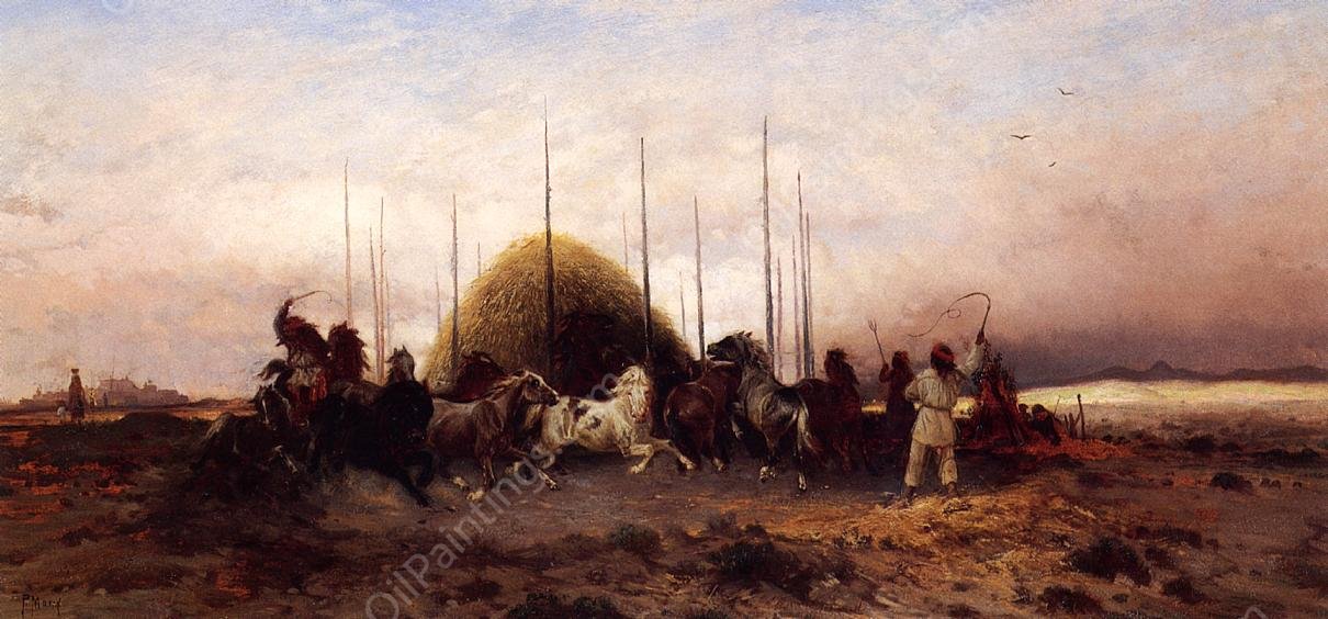 Horses Threshig Wheat, San Juan, New Mexico by John Singleton Copley - Hand-Painted Oil Painting Reproduction