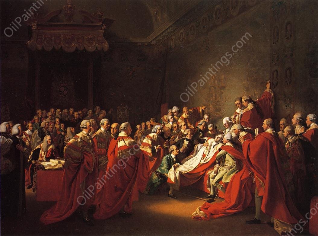 The Colapse of the Earl of Chatham in the House of Lords also known as The Death of the Earl of Chatham by John Singleton Copley - Hand-Painted Oil Painting Reproduction