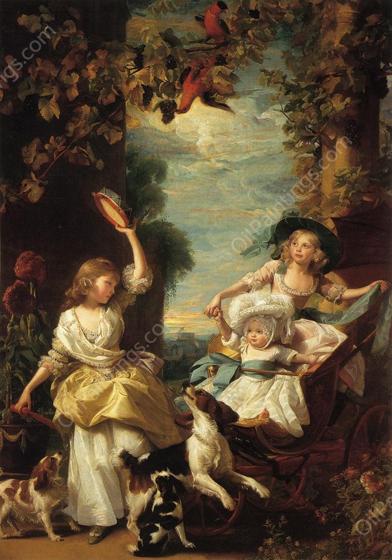 The Three Youngest Daughters of George III by John Singleton Copley - Hand-Painted Oil Painting Reproduction