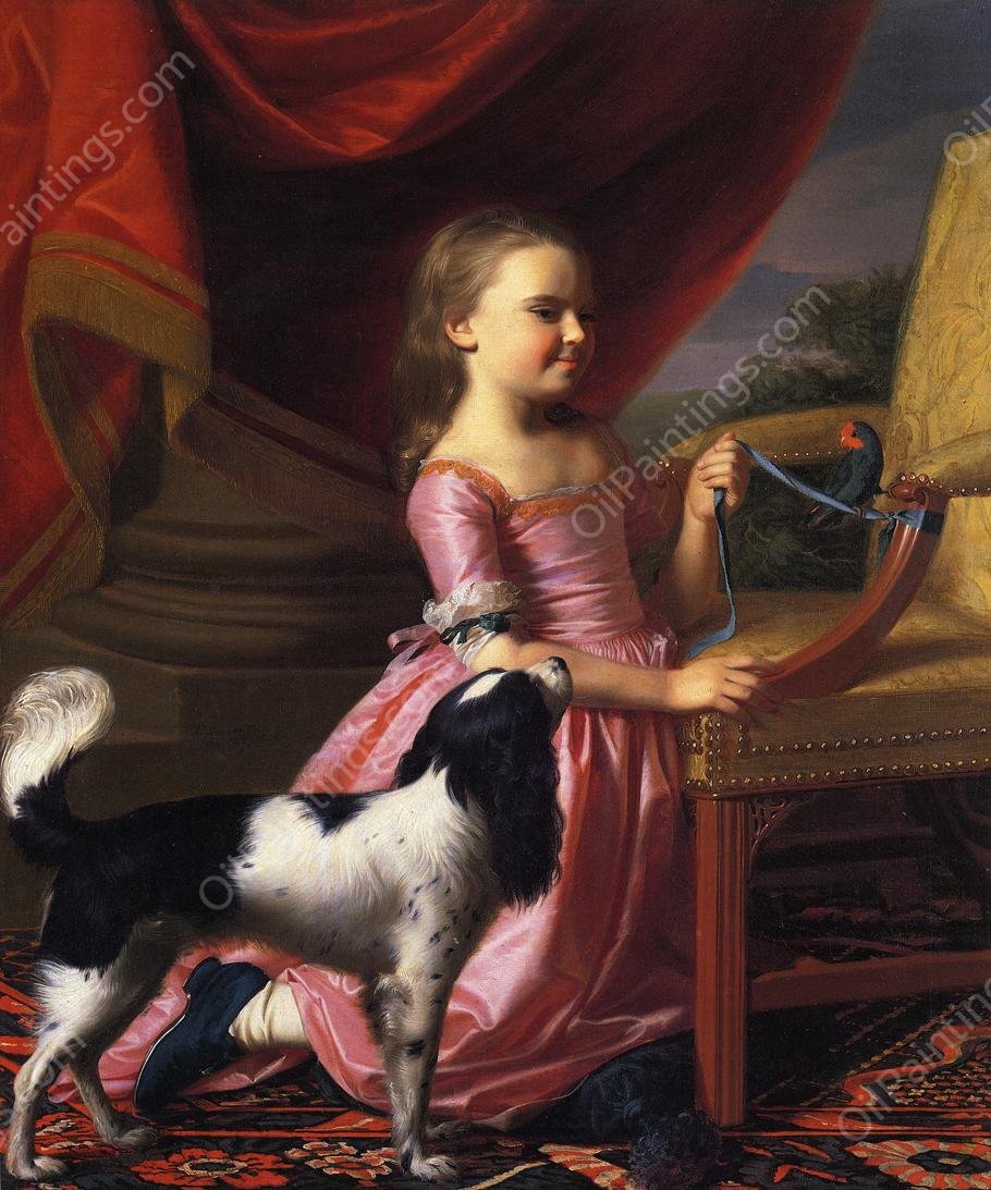 Young Lady with a Bird and Dog by John Singleton Copley - Hand-Painted Oil Painting Reproduction