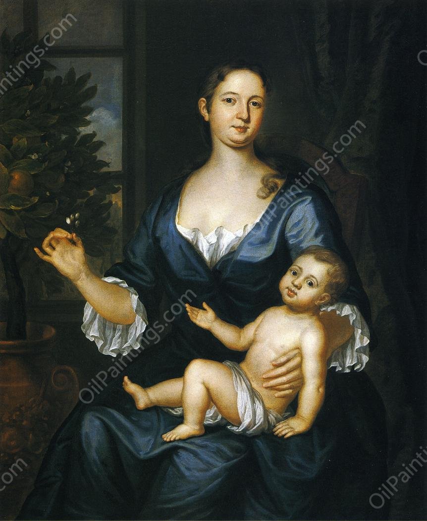 Mrs. Francis Brinley and Son Francis by John Smibert - Hand-Painted Oil Painting Reproduction