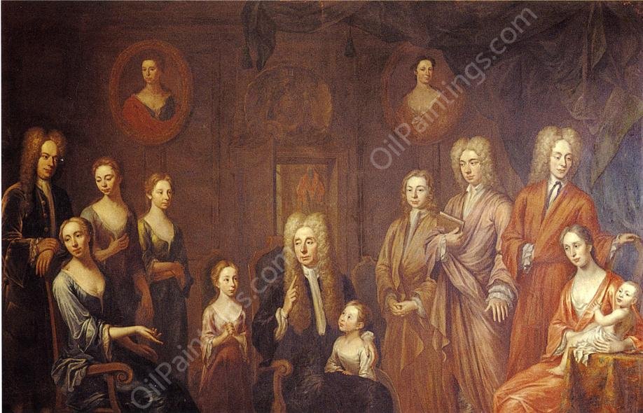 Sir Francis Grand and His Family by John Smibert - Hand-Painted Oil Painting Reproduction