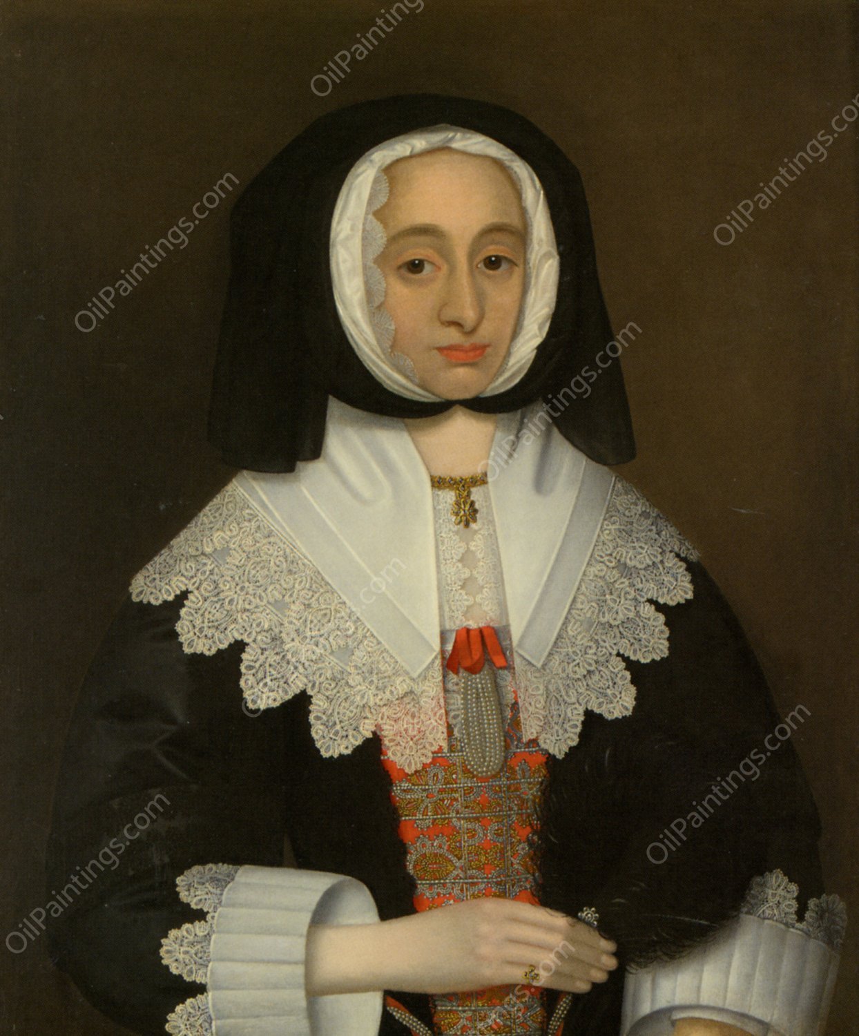 Portrait of Nee Lucy Apsley Hutchington by John Souch - Hand-Painted Oil Painting Reproduction