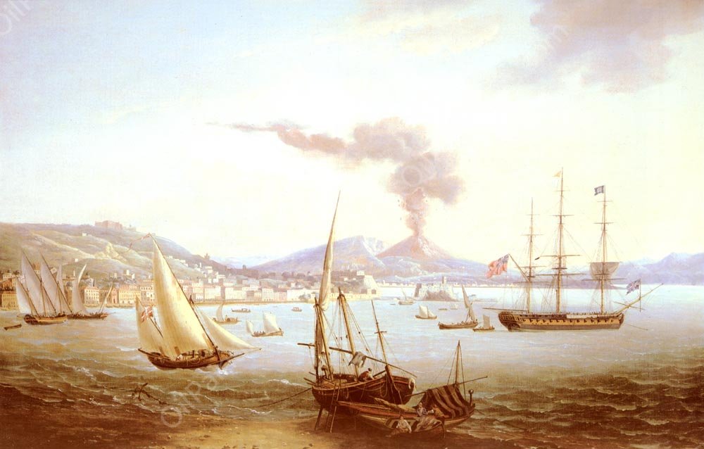 An English Frigate in the Bay of Naples by John Thomas Serres - Hand-Painted Oil Painting Reproduction