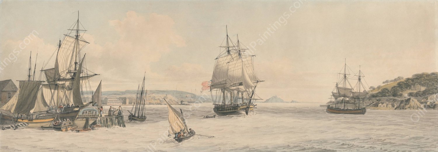 Plymouth Roads by John Thomas Serres - Hand-Painted Oil Painting Reproduction