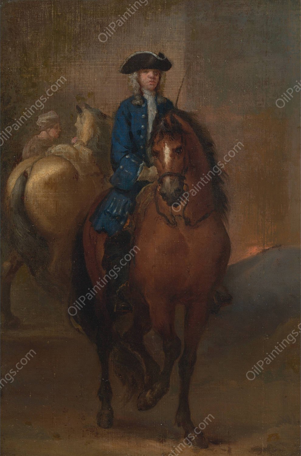 Young Gentleman Riding a Schooled Horse  by John Vanderbank - Hand-Painted Oil Painting Reproduction