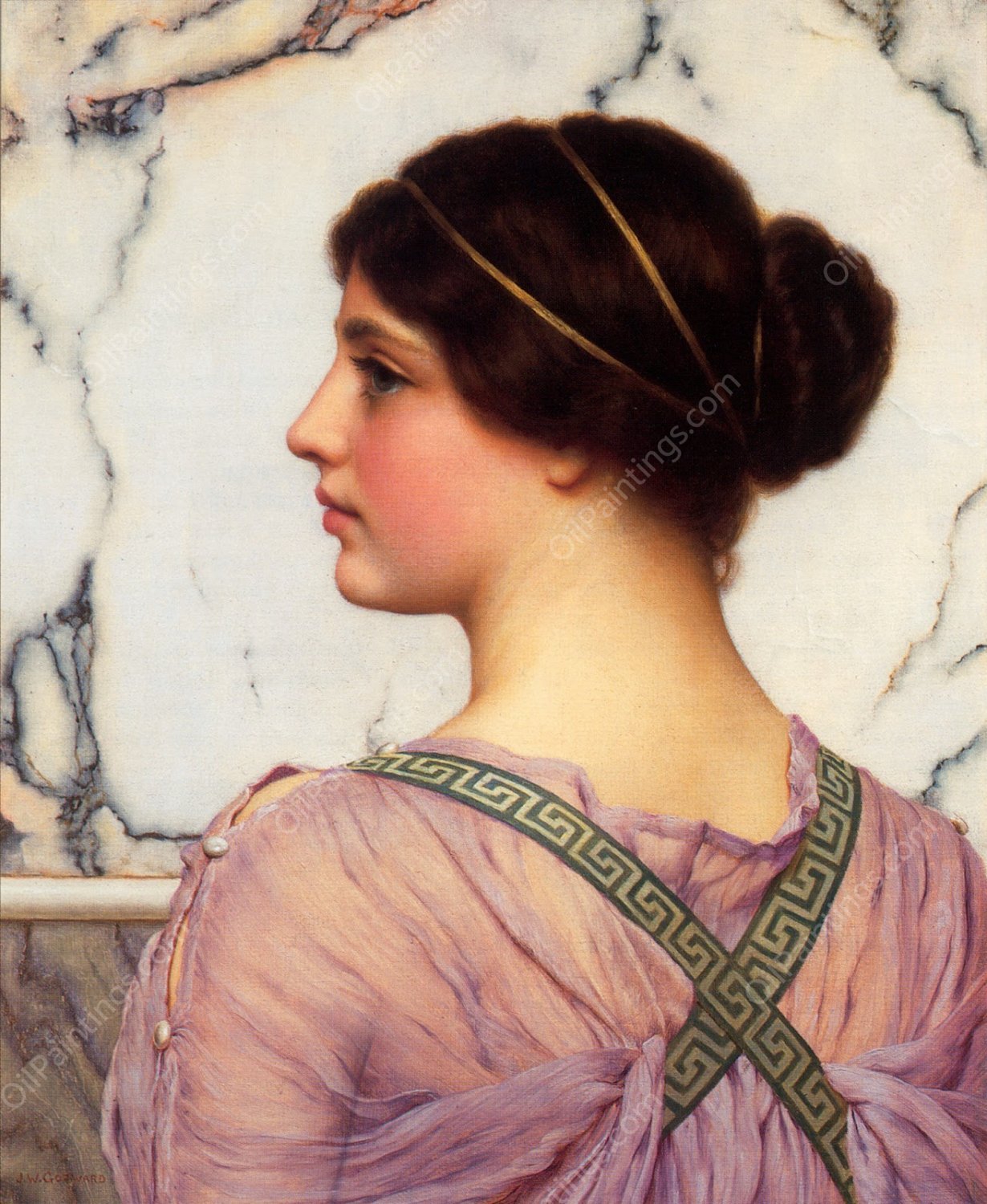 A Grecian Lovely by John William Godward - Hand-Painted Oil Painting Reproduction