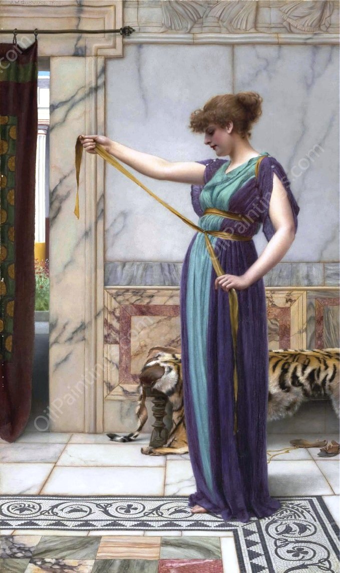 A Pompeian Lady 2 by John William Godward - Hand-Painted Oil Painting Reproduction