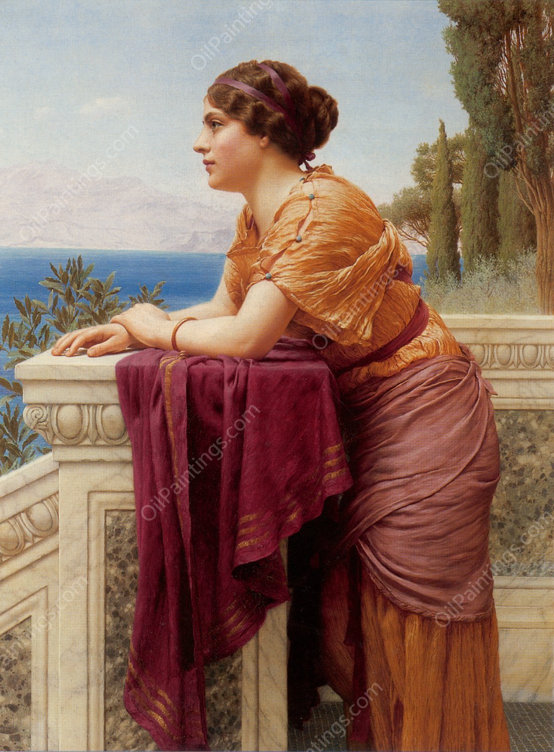The Belvedere by John William Godward - Hand-Painted Oil Painting Reproduction