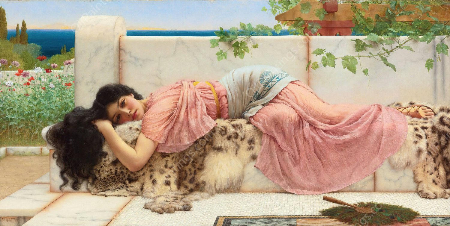 When The Heart Is Young  by John William Godward - Hand-Painted Oil Painting Reproduction
