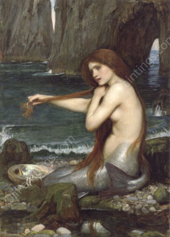 A Mermaid by John William Waterhouse - Hand-Painted Oil Painting Reproduction
