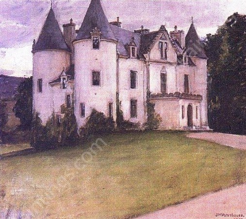 A Scottish Baronial House by John William Waterhouse - Hand-Painted Oil Painting Reproduction