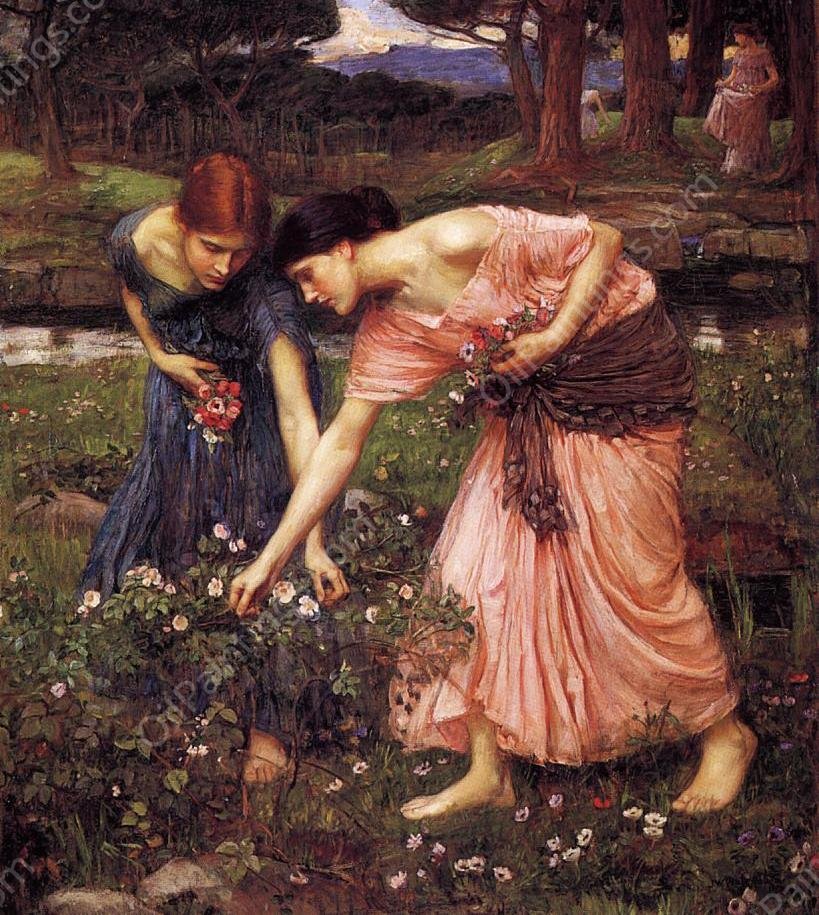 Gather Ye Rosebuds While Ye May by John William Waterhouse - Hand-Painted Oil Painting Reproduction
