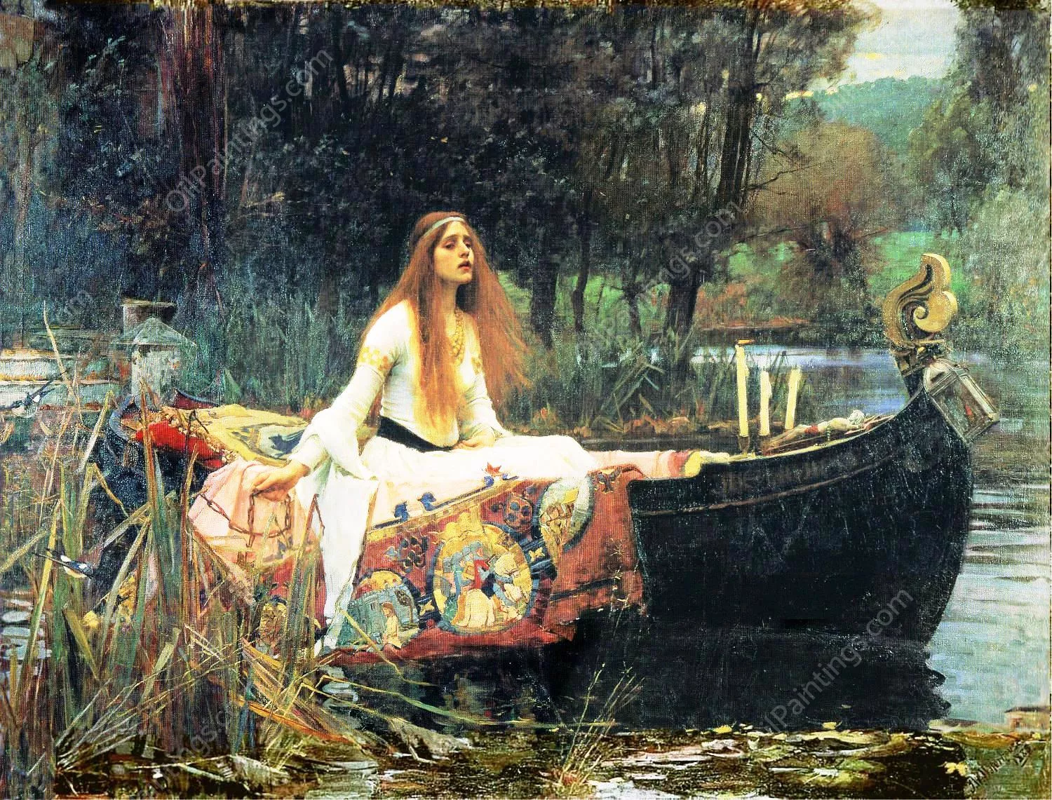 油絵 John William Waterhouse 最高傑作 The Lady of Shalott by John William Waterhouse Oil Painting