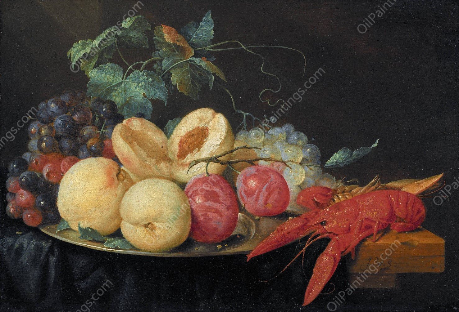Still Life with Fruit and Boiled Crayfish by Joris Van Son - Hand-Painted Oil Painting Reproduction