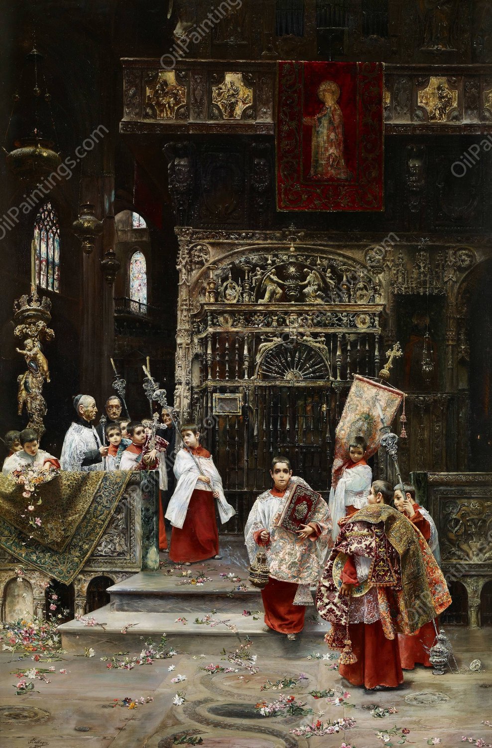 Choir Boys  by Jose Gallegos y Arnosa - Hand-Painted Oil Painting Reproduction