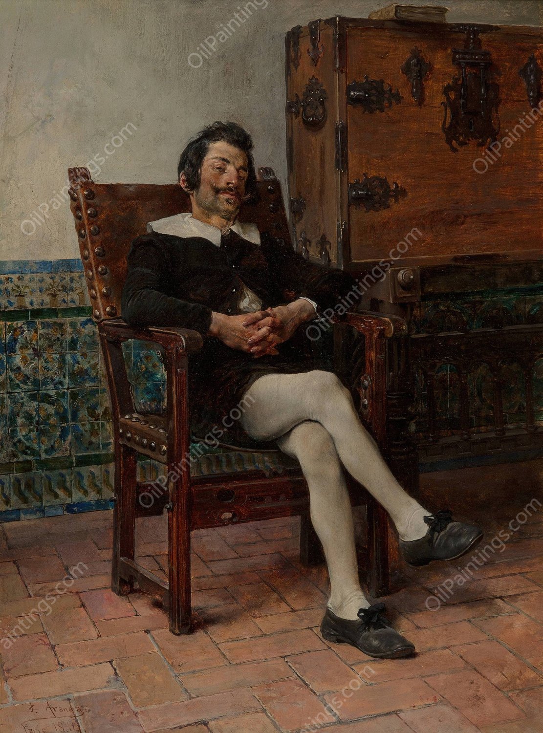 A moment of repose  by Jose Jimenez y Aranda - Hand-Painted Oil Painting Reproduction