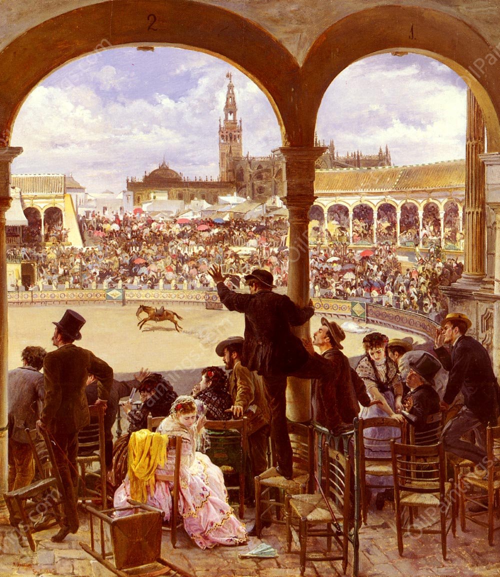 Plaza De Toros by Jose Jimenez y Aranda - Hand-Painted Oil Painting Reproduction