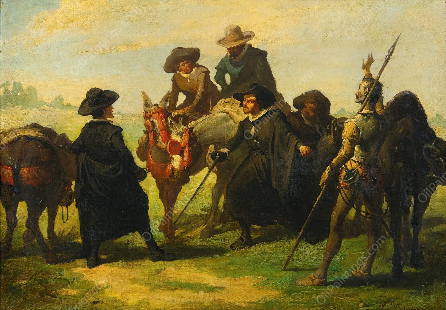 Sancho Panza And Don Quixote by Jose Jimenez y Aranda - Hand-Painted Oil Painting Reproduction