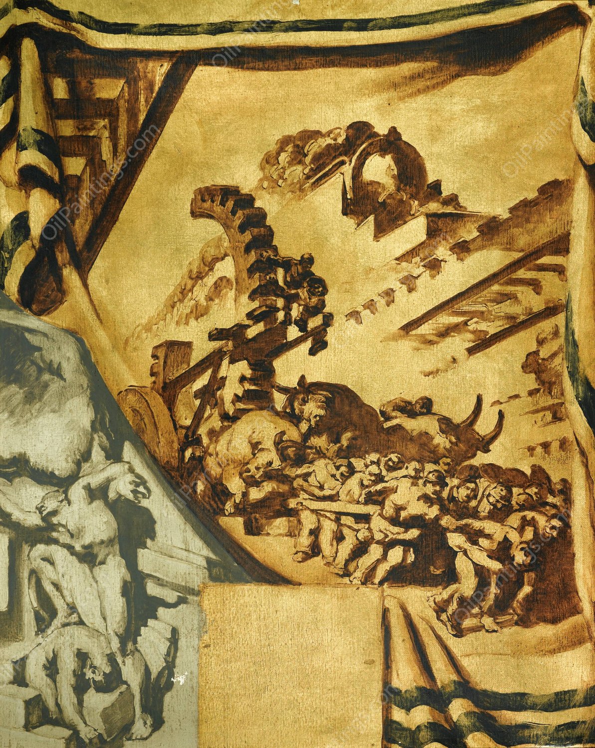 Intelligence, Industrial Progress, Technological Progress by Jose Maria Sert - Hand-Painted Oil Painting Reproduction