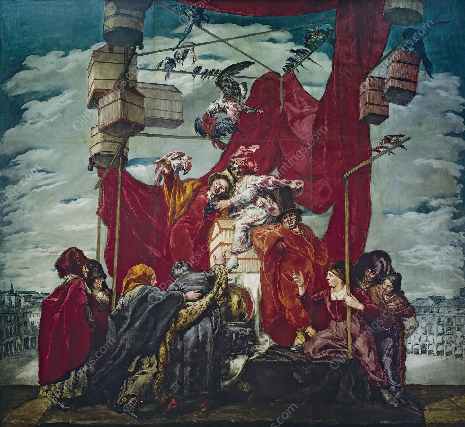 Los Pajareros  by Jose Maria Sert - Hand-Painted Oil Painting Reproduction