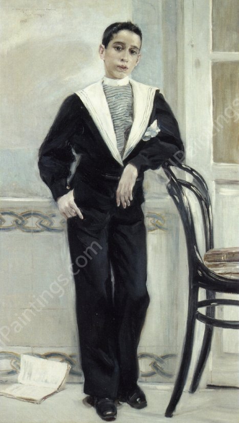 Portrait of Manuel Ramos Villegas, Full Legnth by Jose Villegas y Cordero - Hand-Painted Oil Painting Reproduction