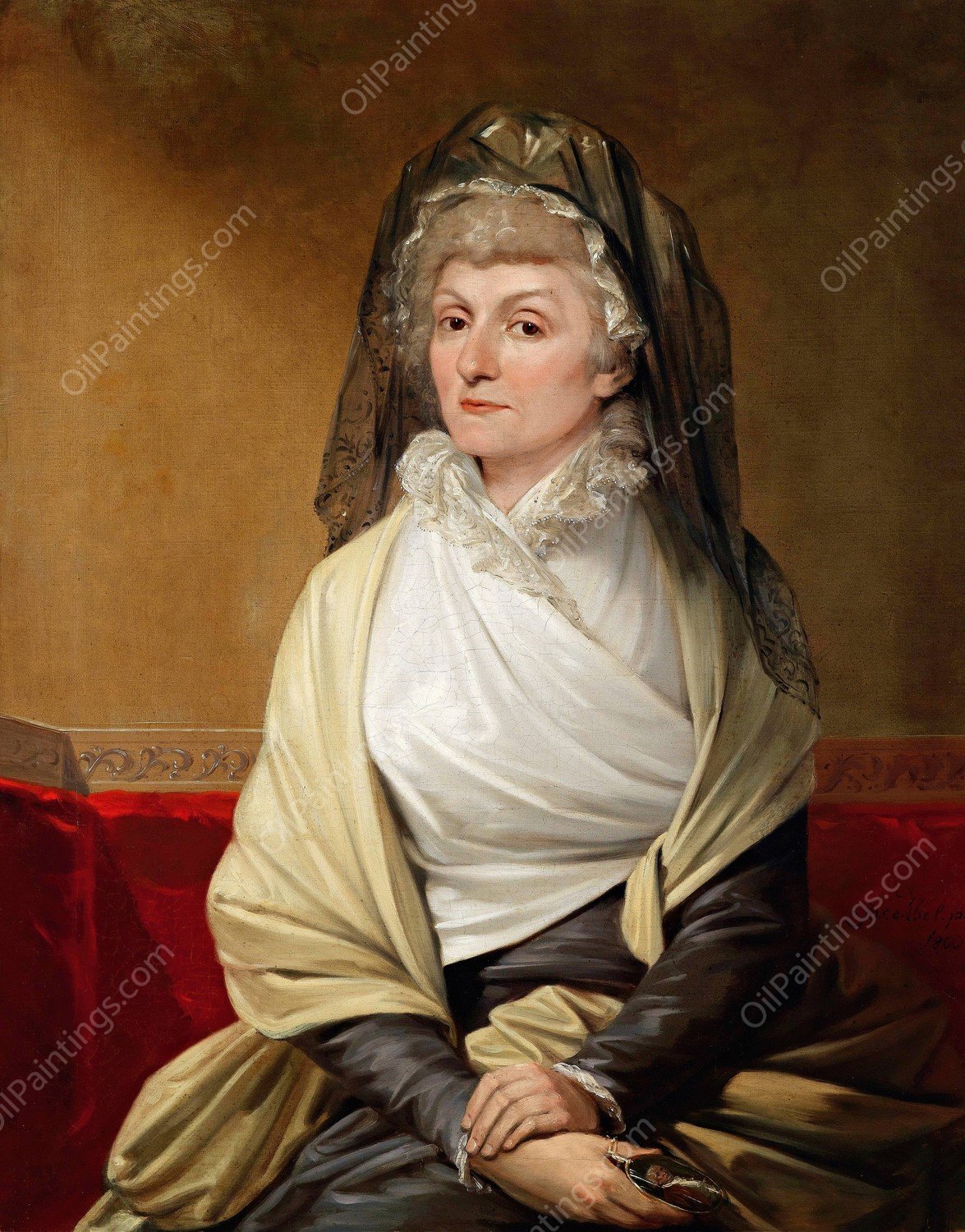 Portrait Of A Lady  by Josef Abel - Hand-Painted Oil Painting Reproduction