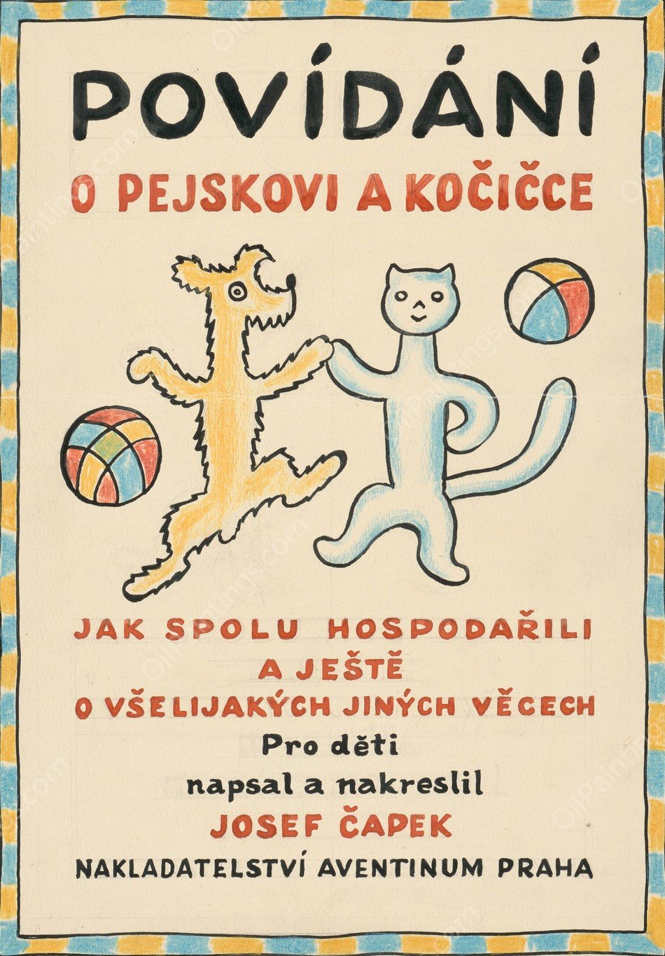 I Had a Dog and a Cat 01  by Josef Capek - Hand-Painted Oil Painting Reproduction