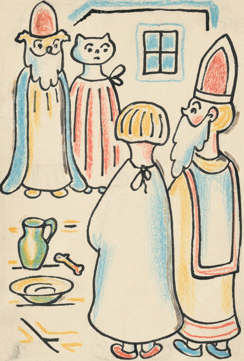 I Had a Dog and a Cat 07  by Josef Capek - Hand-Painted Oil Painting Reproduction