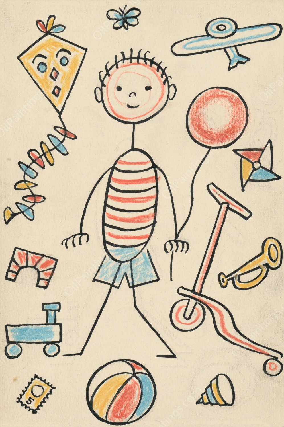 I Had a Dog and a Cat 10  by Josef Capek - Hand-Painted Oil Painting Reproduction